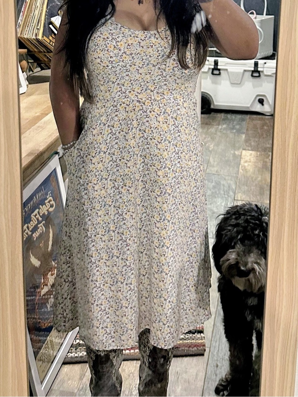 Floral Midi Dress in Soft Yellow and White